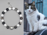 gray white tabby cat , cat gift, cat lover gift , tabby cat art , cat bracelet , cat lover bracelet . cat charm , gray white cat , tabby cat