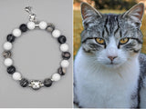 gray white tabby cat , cat gift, cat lover gift , tabby cat art , cat bracelet , cat lover bracelet . cat charm , gray white cat , tabby cat