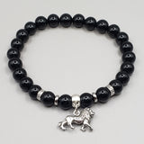 Black Onyx Men Bracelet Lion (silver)