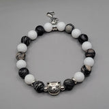 gray white tabby cat , cat gift, cat lover gift , tabby cat art , cat bracelet , cat lover bracelet . cat charm , gray white cat , tabby cat
