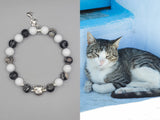 gray white tabby cat , cat gift, cat lover gift , tabby cat art , cat bracelet , cat lover bracelet . cat charm , gray white cat , tabby cat , gray tabby cat