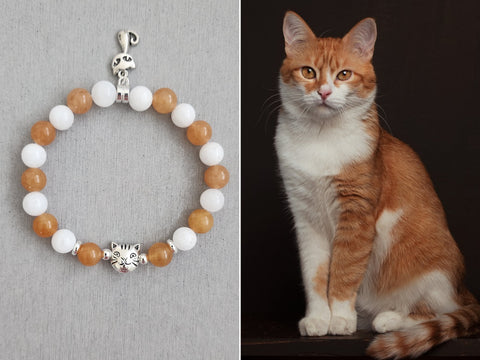 Orange White Cat Bracelet