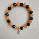 Halloween Bracelet, pumpkin  bracelet, pumpkin charm, halloween gift, women gift, gift for her, halloween ideas, black and orange bracelet, onyx aventurine bracelet, orange black bracelet, gemstone bracelet 