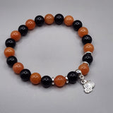 Halloween Bracelet, pumpkin  bracelet, pumpkin charm, halloween gift, women gift, gift for her, halloween ideas, black and orange bracelet, onyx aventurine bracelet, orange black bracelet, gemstone bracelet 