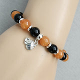 Halloween Bracelet, pumpkin  bracelet, pumpkin charm, halloween gift, women gift, gift for her, halloween ideas, black and orange bracelet, onyx aventurine bracelet, orange black bracelet, gemstone bracelet 