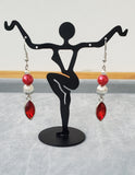 red pearl earrings