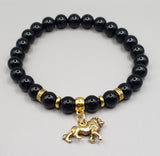 Black Onyx  Men Bracelet Lion