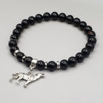 Black Tourmaline Men Bracelet Wolf (silver)