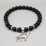 Black Tourmaline Men Bracelet Wolf (silver)