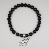 Black Tourmaline Men Bracelet Wolf (silver)