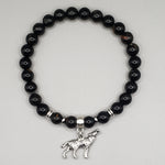 Black Tourmaline Men Bracelet Wolf (silver)