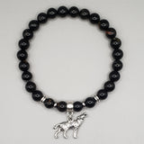 Black Tourmaline Men Bracelet Wolf (silver)